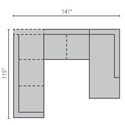 Layout B:  Three Piece Sectional  115" x 151" x 91"