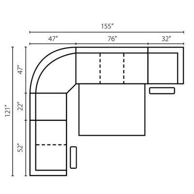 Layout A: Five Piece Sleeper Sectional 121" x 155"
