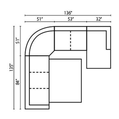 Layout A: Four Piece Sleeper Sectional 135" x 136"