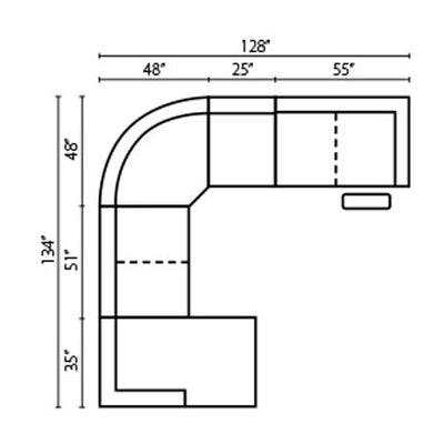 Layout D: Five Piece Reclining Sectional 134" x 128"