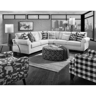 Popstitch Shell 4 Piece Living Room (Includes Sectional, 2 Chair and Oval Cocktail Ottoman)