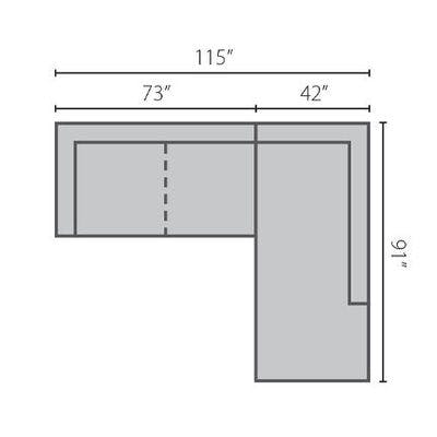 Layout D:  Two Piece Sectional. 115" x 91"