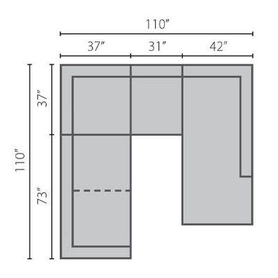 Layout G:  Four Piece Sectional 110" x 110" x 91"