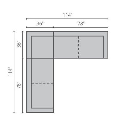 Layout C: Three Piece Sectional 114" x 114"