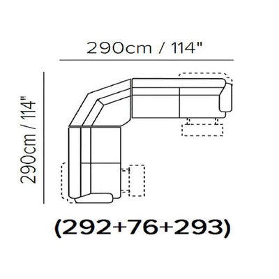 Layout A: 3 Piece Reclining Sectional 114" x 114"