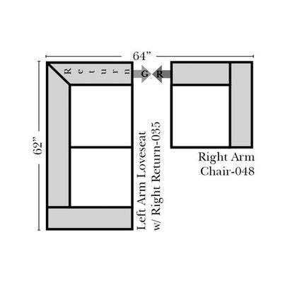Two Piece Sectional 62" x 64"