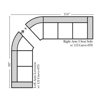 Two Piece Curved Sectional 92" x 114"