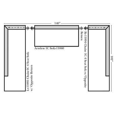 Three Piece Sectional 140" x 102" (Two Chaise's)