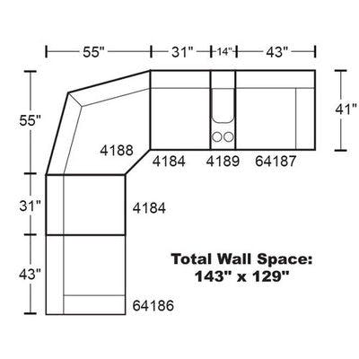 Layout F: Six Piece Reclining Sectional 129" x 143"