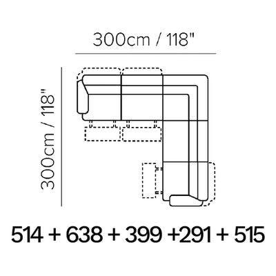 Layout D: Five Piece Reclining Sectional 118" x 118"