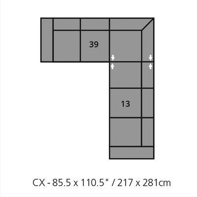 Layout D: Two Piece Sectional 85" x 110"