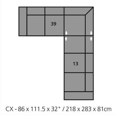 Layout C: Two Piece Sectional 86" x 111"