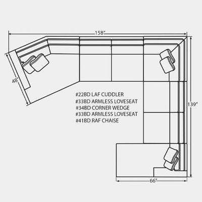 Layout H: Five Piece Sectional 158" x 139" x 66"