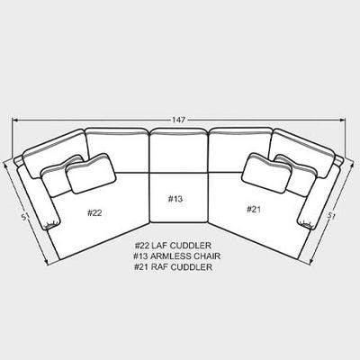 Layout D: Three Piece Sectional 51" x 147"