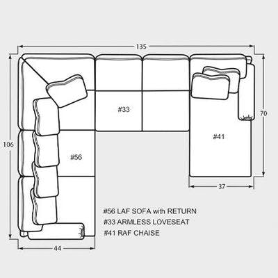 Layout H: Three Piece Sectional 106" x 135" x 70"