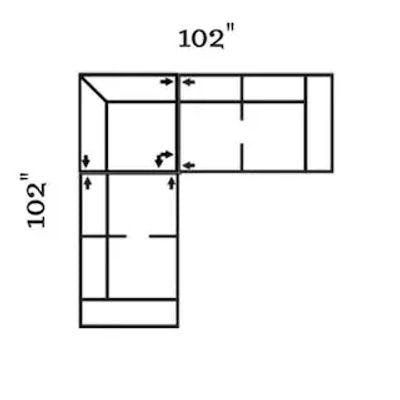 Layout E: Three Piece Sectional 102" x 102"