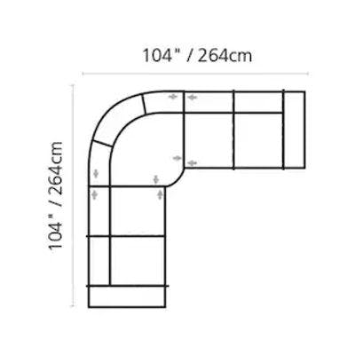 Layout C:  Three Piece Sectional 104" x 104"