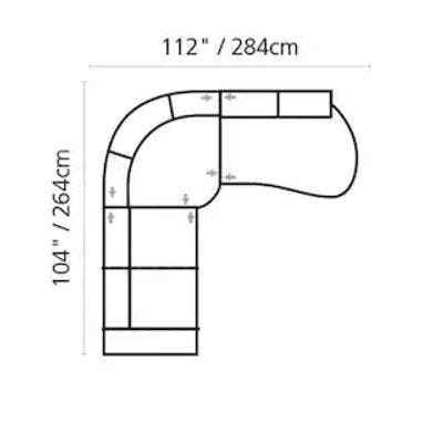 Layout A: Three Piece Reclining Sectional 104" x 112"