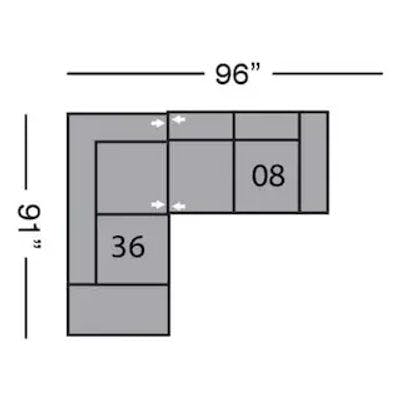 Layout B: Two Piece Sectional 91" x 96"