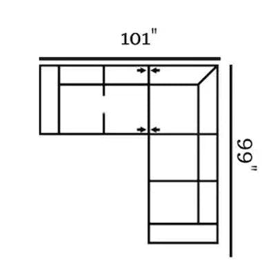 Layout F: Two Piece Sectional 101" x 99"