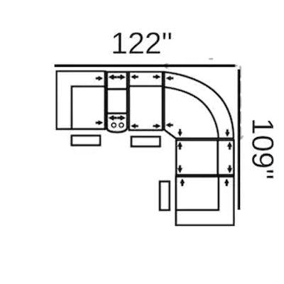Layout D: Six Piece Sectional 122" x 109" (3 Recliners)