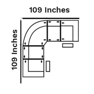 Layout A:  Five Piece Sectional 109" x 109" (2 Recliners)