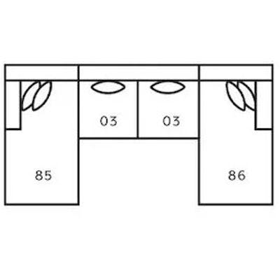 Layout D: Four Piece Sectional 65.5" x 138" x 65.5"