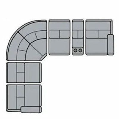Layout F: Six Piece Reclining Sectional  115" x 128" (3 Recliners)