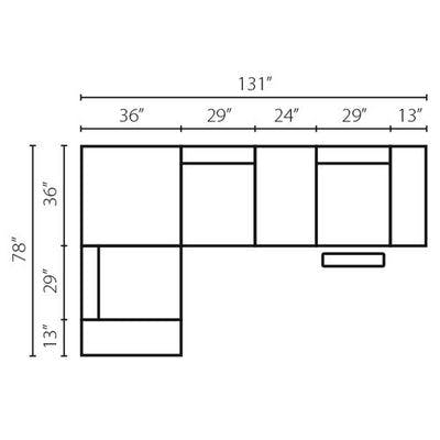 Layout A:  Seven Piece Outdoor Reclining Sectional 78" x 131"