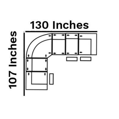 Layout C:  Six Piece Ssectional 107" x 130"