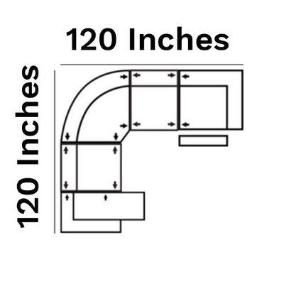 Layout B Five Piece Reclining Sectional 120" x 120" (1 Recliner)