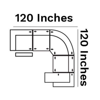 Layout A: Five Piece Reclining Sectional 120" x 120" (1 Recliner)
