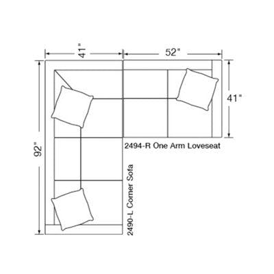 Layout A:  Two Piece Sectional (92" x 93")
