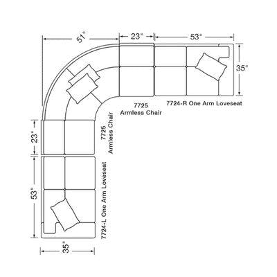 Layout J:  Five Piece Sectional (138" x 138")