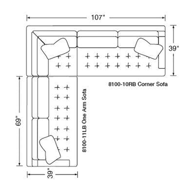 Layout C:  Two Piece Sectional  (108" x 107")