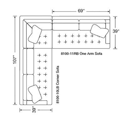 Layout D:  Two Piece Sectional (107" x 108")