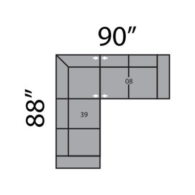 Layout E: Two Piece Sectional 88" x 90"