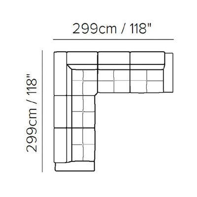 Layout E:  Three Piece Sectional - 118" x 118"