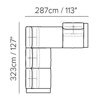 Layout C: Three Piece Sectional - 127" x 113"