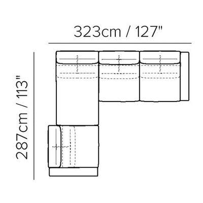 Layout D:  Three Piece Sectional - 113" x 1137"