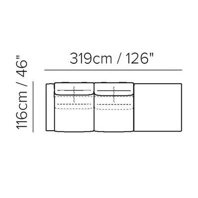 Layout E: Two Piece Sectional  - 46" x 126
