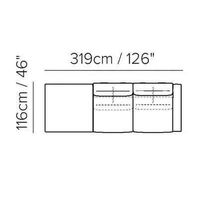 Layout F: Two Piece Sectional  - 46" x 126