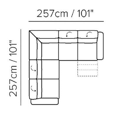 Layout G: Three Piece Reclining Sectional - 101" x 101"