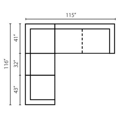 Layout F: Three Piece Sectional 116" x 115"