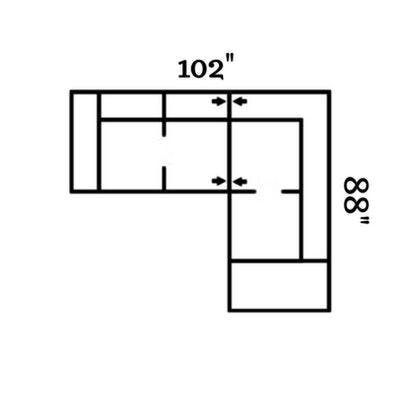 Layout C:  Two Piece Sectional 102" x 88"