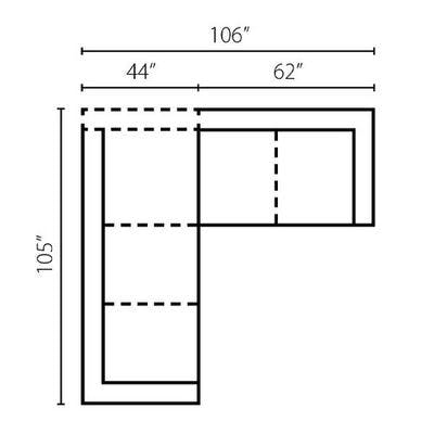 Layout E: Two Piece Sectional 105" x 106"