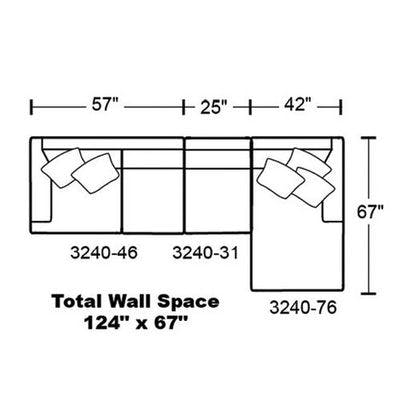 Layout A: Three Piece Sectional  124" x 67"