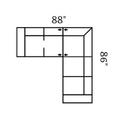 Layout E:  Two Piece Sectional 88" x 86"