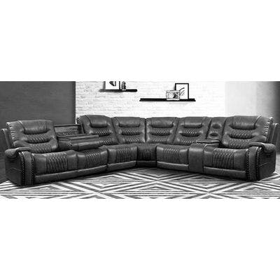 Layout A:  Seven Piece Reclining Sectional 133" x 120" x 43" (Includes Drop Down Table)