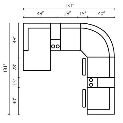 Layout B:  Seven Piece Sectional  131" x 131"